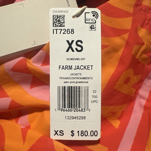 Farm Rio x Adidas XS Myshelter Windbreaker Long Jacket Soccer Brazil Pink Red - Picture 7 of 15